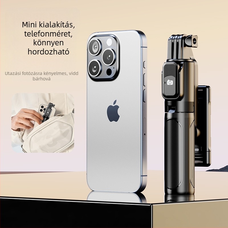 Perfect Shot Mini Selfie Stick Bluetooth távirányítóval, hordozható telefon-tartó és talajon álló tripod | ABS + rozsdamentes acél