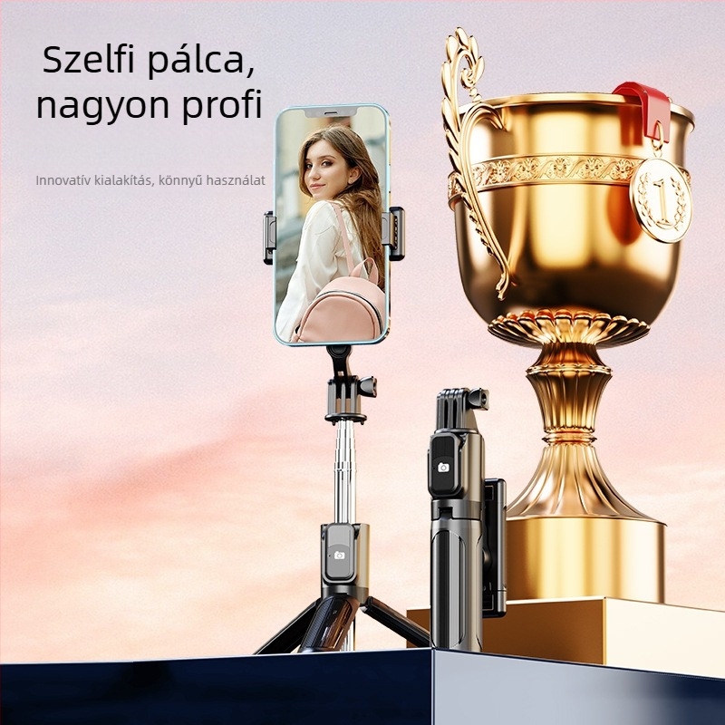 Perfect Shot Mini Selfie Stick Bluetooth távirányítóval, hordozható telefon-tartó és talajon álló tripod | ABS + rozsdamentes acél