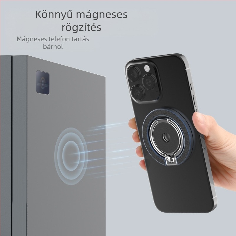 Kétoldalas mágneses MagSafe telefon-tartó asztali, teljes fém kivitelű, többfunkciós gyűrű