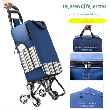 Összecsukható bevásárlókocsi, hordozható kézi kocsi vászonból készült testtel, logó nyomtatás és testreszabás (~2 kg)