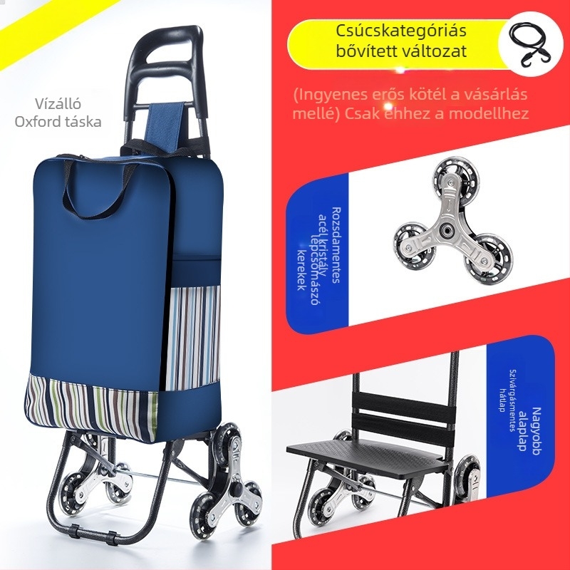 Összecsukható bevásárlókocsi, hordozható kézi kocsi vászonból készült testtel, logó nyomtatás és testreszabás (~2 kg)
