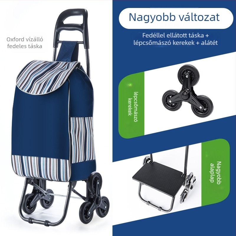 Összecsukható bevásárlókocsi, hordozható kézi kocsi vászonból készült testtel, logó nyomtatás és testreszabás (~2 kg)