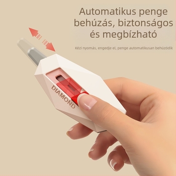 Mini mágneses doboznyitó kés - anti-tapadó belső penge, ABS + rozsdamentes acél, modell 2625, tömeg 15 g