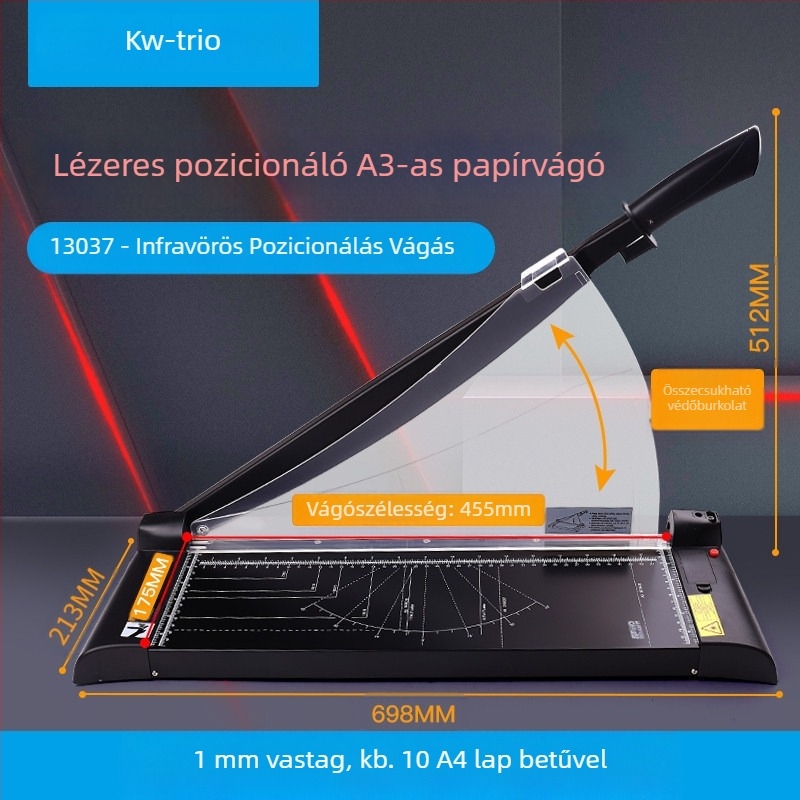 Súlyos kivitelű papírvágó guillotine, modell 13036, maximális vágási méret: A3, anyag: fém, használat: vágás, márka Can be excellent