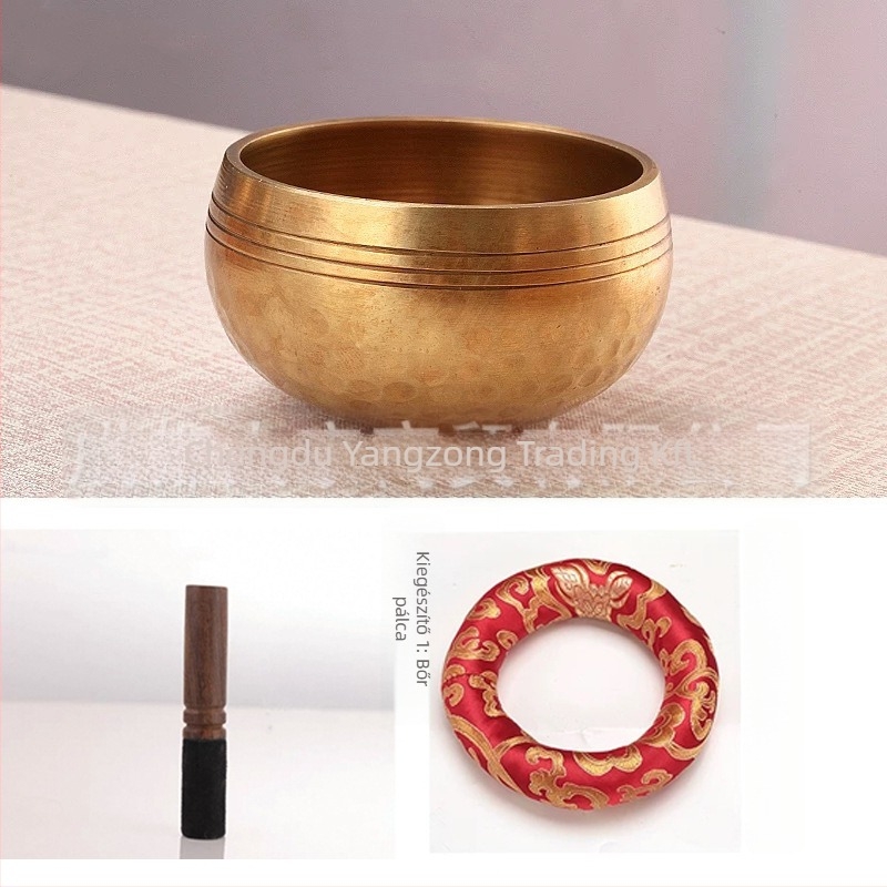 Réz buddhista énekes tál meditációhoz – kézzel készített, 220 g, vallási használatra