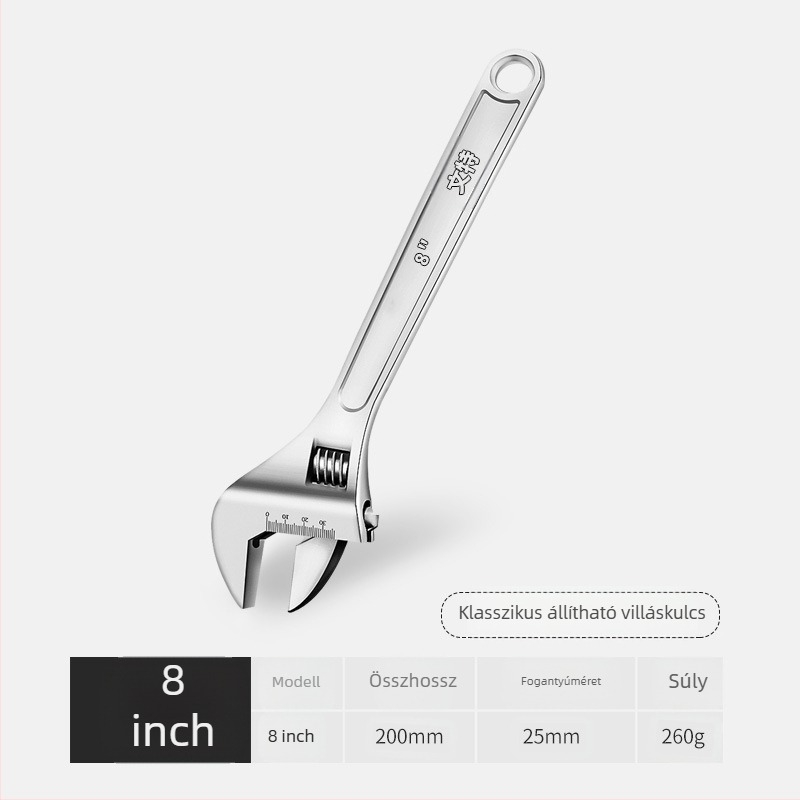 Fürdőszobai csőfogó, 90°-os szögű, állítható, króm-vanádium acélból