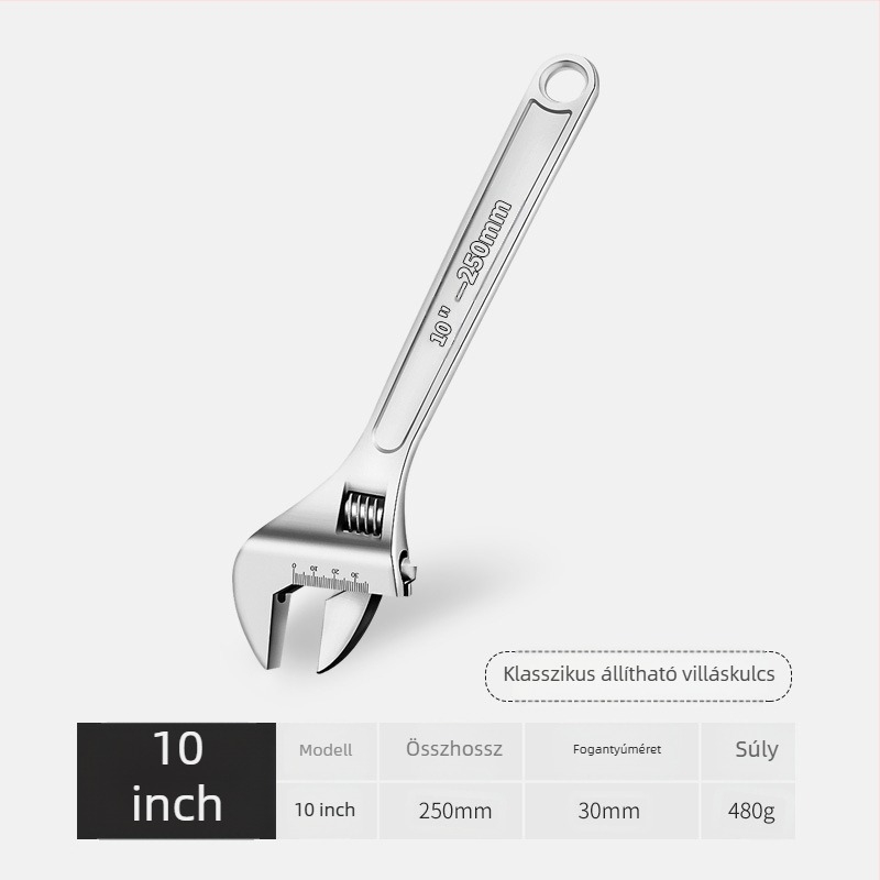 Fürdőszobai csőfogó, 90°-os szögű, állítható, króm-vanádium acélból