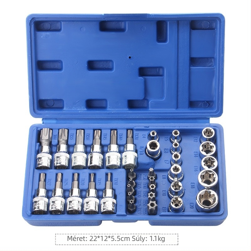 14 darabos készlet króm-vanádium acélból autójavításra, nettó tömeg 2 kg