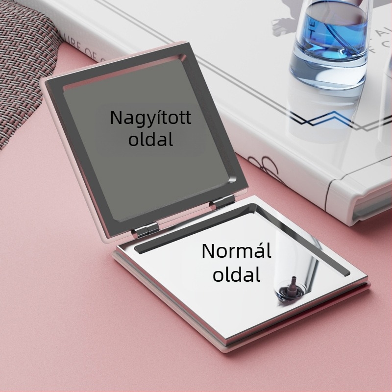 Összecsukható sminktükör PU/PS/PVC kerettel és alumínium tükrével, hordozható asztali tükör