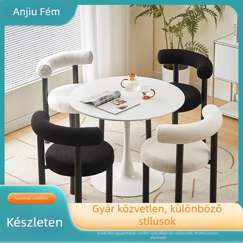 Fém alapú sminkszék báránygyapjú béléssel, modern minimalist stílus, hálószobában