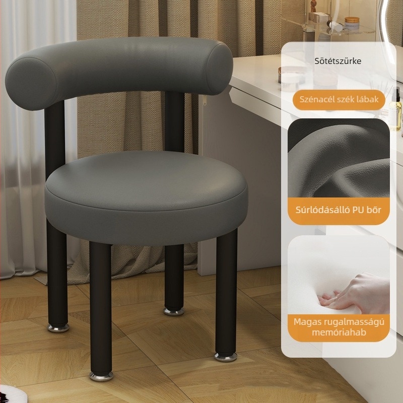 Fém alapú sminkszék báránygyapjú béléssel, modern minimalist stílus, hálószobában