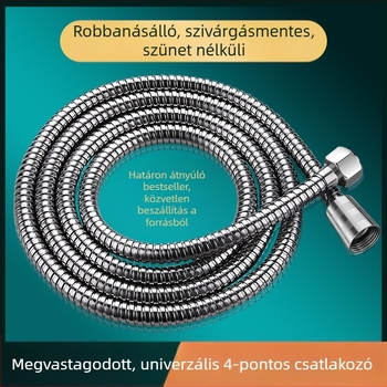 Zuhanycső, modell: zuhanycső, anyag: rozsdamentes acél + fém, csatlakozás: menet, névleges nyomás: 6 MPa, üzemhőmérséklet: 0–80 °C