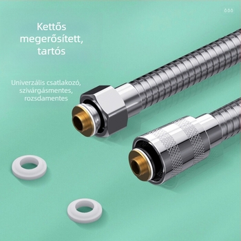 Zuhanycső, modell: zuhanycső, anyag: rozsdamentes acél + fém, csatlakozás: menet, névleges nyomás: 6 MPa, üzemhőmérséklet: 0–80 °C