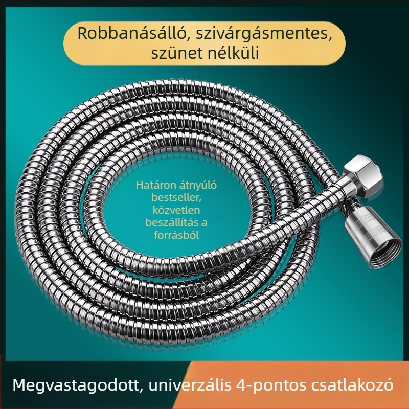 Zuhanycső, modell: zuhanycső, anyag: rozsdamentes acél + fém, csatlakozás: menet, névleges nyomás: 6 MPa, üzemhőmérséklet: 0–80 °C