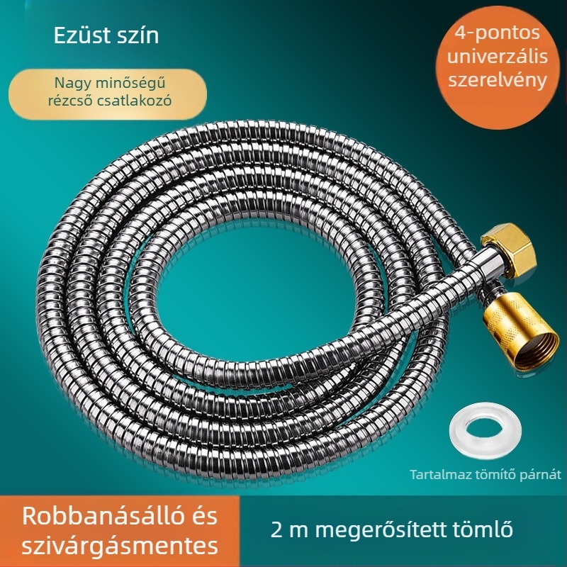 Zuhanycső, modell: zuhanycső, anyag: rozsdamentes acél + fém, csatlakozás: menet, névleges nyomás: 6 MPa, üzemhőmérséklet: 0–80 °C