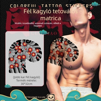 Mellkas tetoválás matrica – Cseresznyefa virág dizájn, víztranszfer nyomtatás, vízálló, uniszex