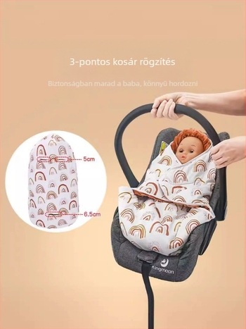 Újszülött quiltelt swaddle babakocsikhoz – 95% pamut, poliészter töltet, virágos mintázat, 80 cm-ig, tavasz–ősz–tél