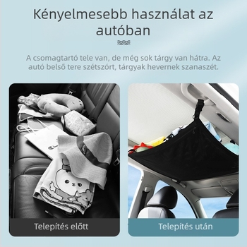 Autó belső tároló táska – kettős rétegű, rugalmas hálóval, felakasztható az ajtóhoz (univerzális)