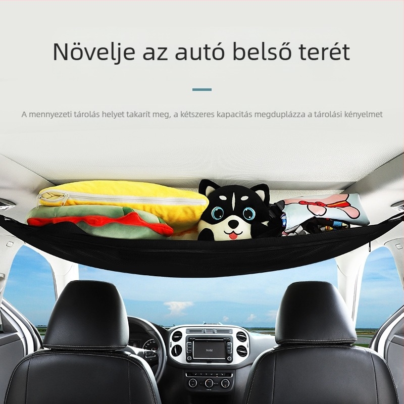 Autó belső tároló táska – kettős rétegű, rugalmas hálóval, felakasztható az ajtóhoz (univerzális)