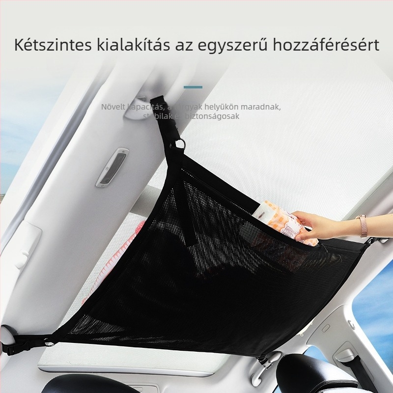 Autó belső tároló táska – kettős rétegű, rugalmas hálóval, felakasztható az ajtóhoz (univerzális)