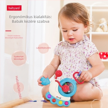 Baba csörgő készlet rajzolt állatokkal (elefánt, csiga) – műanyag, 0–2 éveseknek, szülő-gyermek interaktív játék