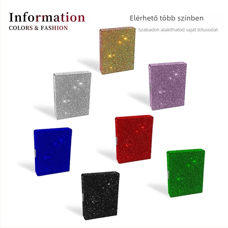 Diamant-díszített fémből készült kártyatartó doboz autóhoz, ETC-kártya tároló
