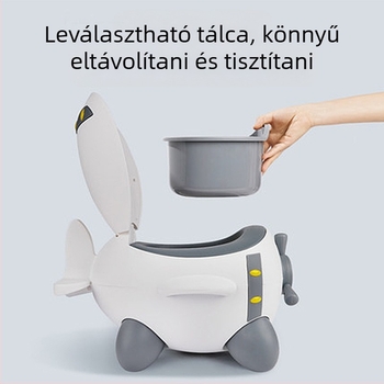 Gyerekeknek szóló toalettsál repülőgép-dizájnnal, PP+PU anyagból, önálló csomagolás, licencelhető magáncímke