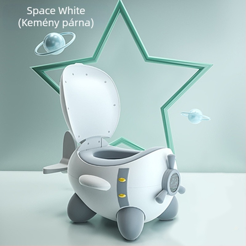 Gyerekeknek szóló toalettsál repülőgép-dizájnnal, PP+PU anyagból, önálló csomagolás, licencelhető magáncímke
