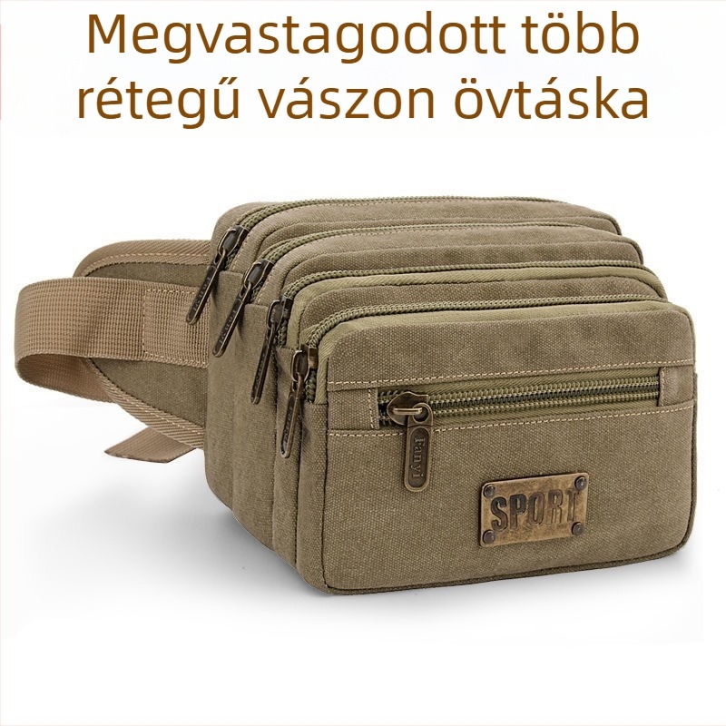 Férfi denim övtáska – lélegző, városi egyszerű stílus, betűmintás, poliészter bélés
