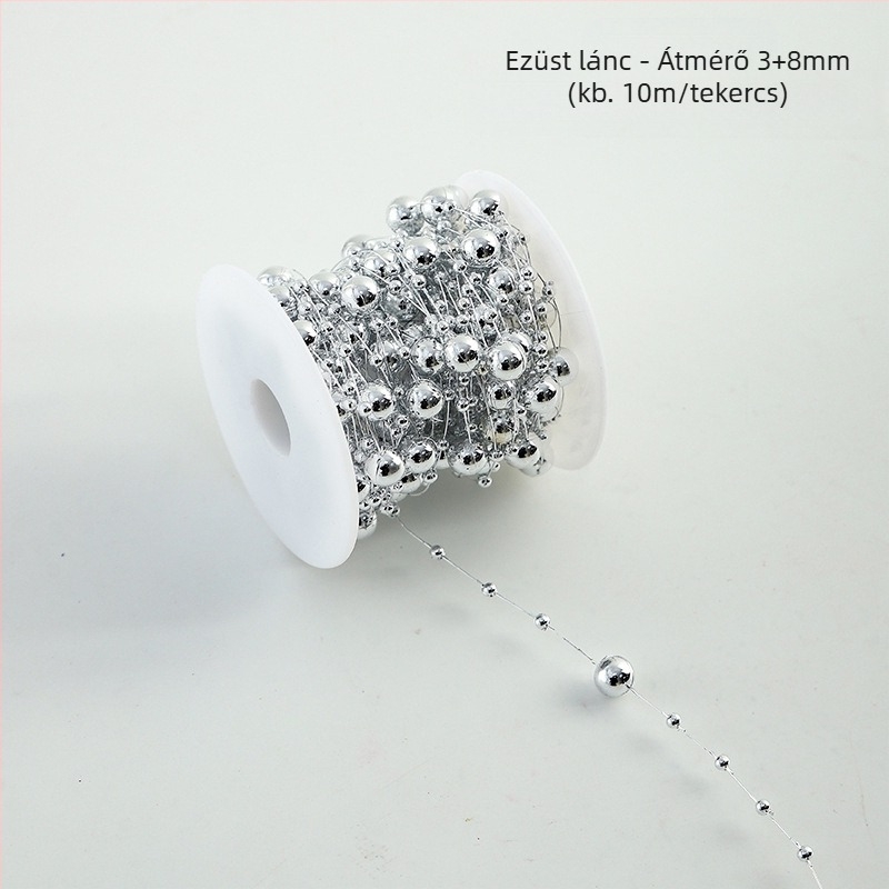 Virágos gyöngy lánc dekoráció - csillag alakú dísz, műanyag, 10 m tekercs, Shangjin márka, DIY táskák készítéséhez