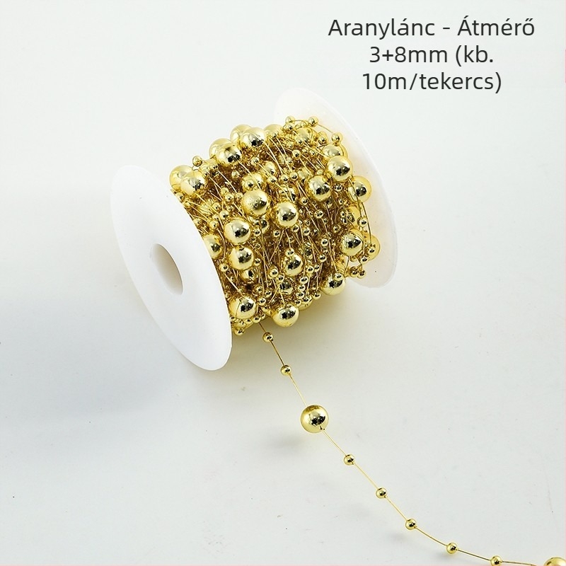 Virágos gyöngy lánc dekoráció - csillag alakú dísz, műanyag, 10 m tekercs, Shangjin márka, DIY táskák készítéséhez