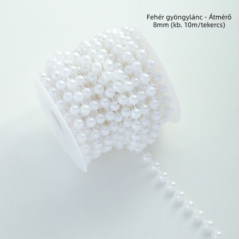 Virágos gyöngy lánc dekoráció - csillag alakú dísz, műanyag, 10 m tekercs, Shangjin márka, DIY táskák készítéséhez