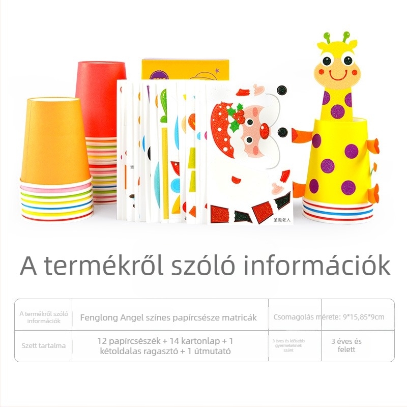 Gyerekeknek szóló papír pohár festő készlet – DIY kézműves, oktatási művészeti játék; Anyag: papír; Márka: Hibiscus angel; Ajánlott kor: 4–6 év; Csomagolás: Doboz