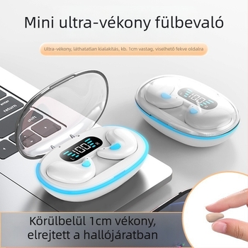Ultra vékony mini vezeték nélküli Bluetooth fülhallgató, in-ear, Bluetooth 5.0, 10 m hatótáv, sztereó hívások, vízálló