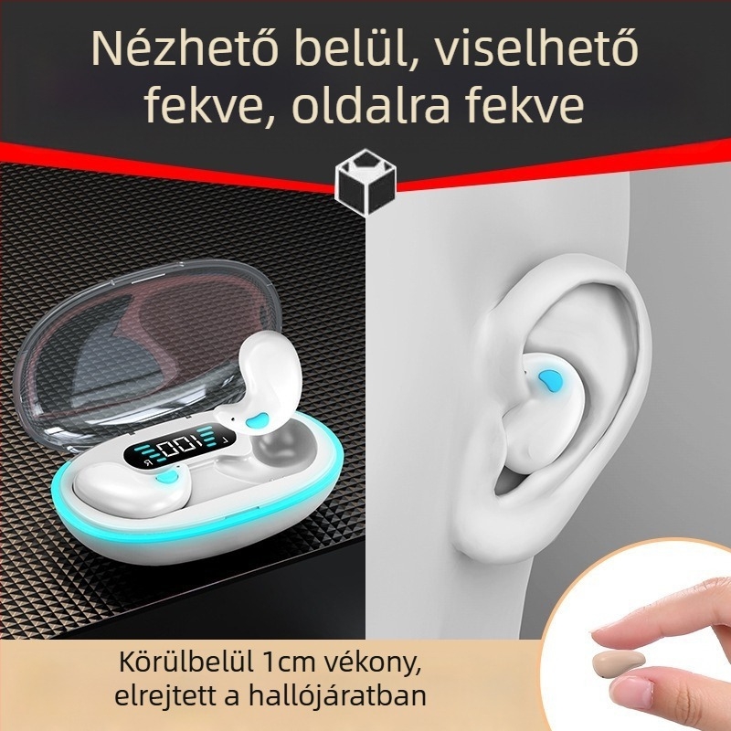 Ultra vékony mini vezeték nélküli Bluetooth fülhallgató, in-ear, Bluetooth 5.0, 10 m hatótáv, sztereó hívások, vízálló