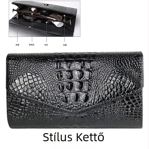 PU női clutch fedéllel, dupla vállpánttal, vízszintes négyzet alakú kivitel, belső zsebek telefonhoz, ID-hez és cipzáras zsebhez.