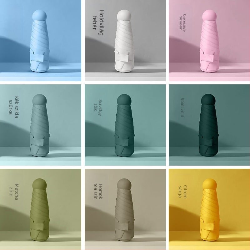 Öt részes összecsukható esernyő UPF50+ UV védelem, 6 bordával, acél tengellyel, kézi nyitás