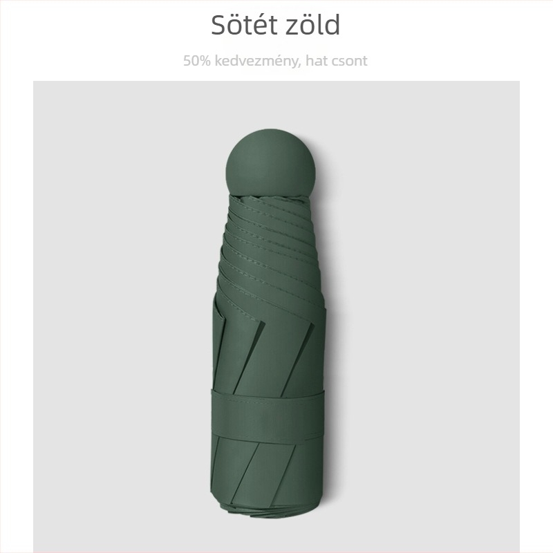 Öt részes összecsukható esernyő UPF50+ UV védelem, 6 bordával, acél tengellyel, kézi nyitás