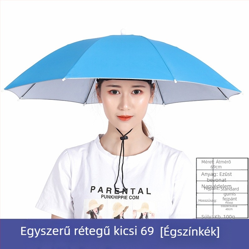 Nagy méretű napsugárvédő esernyősapka, viselhető a fejre, ideális tea szedéséhez és horgászathoz