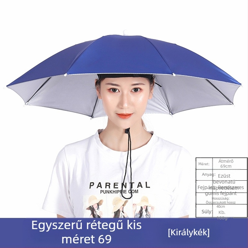 Nagy méretű napsugárvédő esernyősapka, viselhető a fejre, ideális tea szedéséhez és horgászathoz