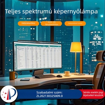 Képernyőhöz rögzíthető LED lámpa USB táppal, érintéses fényerő-állítás, szemvédelem, intelligens vezérlés, aszimmetrikus fényforrás