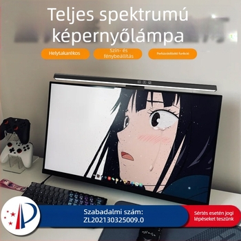 Képernyőhöz rögzíthető LED lámpa USB táppal, érintéses fényerő-állítás, szemvédelem, intelligens vezérlés, aszimmetrikus fényforrás