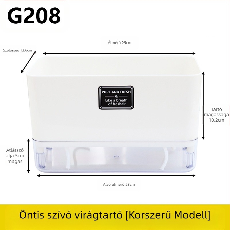 Oulinze virágcserép – műanyag, átlátszó, önöntöző vízellátás, korrózálló, asztali vagy padlóra helyezhető