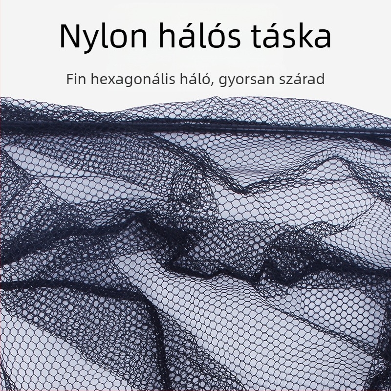 Alumínium ötvözetből készült háromszög alakú integrált horgász háló, összecsukható teleszkópos kézi háló finom szemmel, szájnyílás átmérője 40 cm, mélység 30 cm, összecsukható