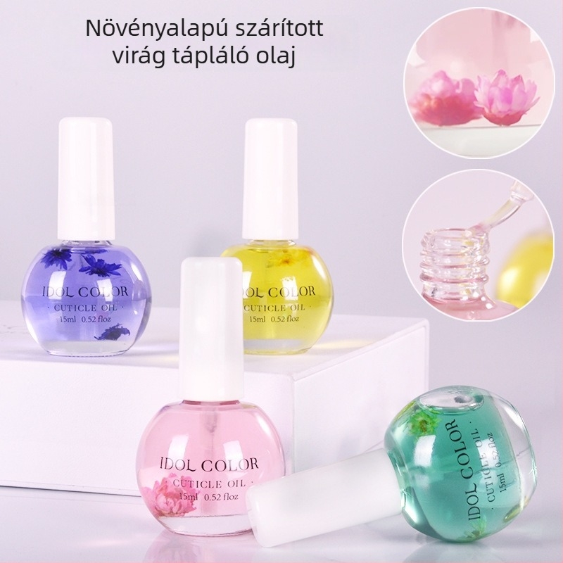 Körömlakk tápláló olajjal és szárított virágok kivonatával, körömágyápolás, 5 ml