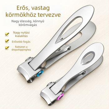 Rozsdamentes acélból készült nagy szájú körömvágó reszelővel, otthoni körömvágó készlet