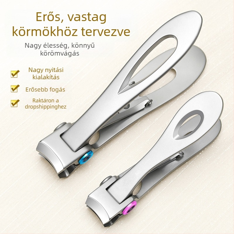 Rozsdamentes acélból készült nagy szájú körömvágó reszelővel, otthoni körömvágó készlet