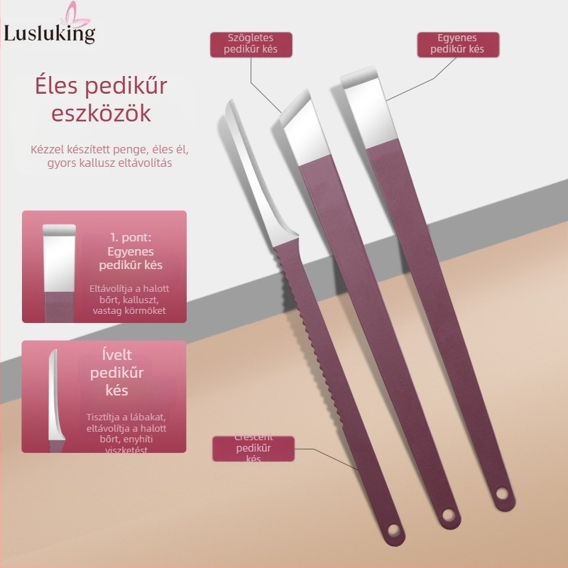 Körömvágó készlet – rozsdamentes acél és szénacél; durva bőr eltávolító reszelő; körömfelület csiszoló eszköz; körömvágó készlet; Lusluking