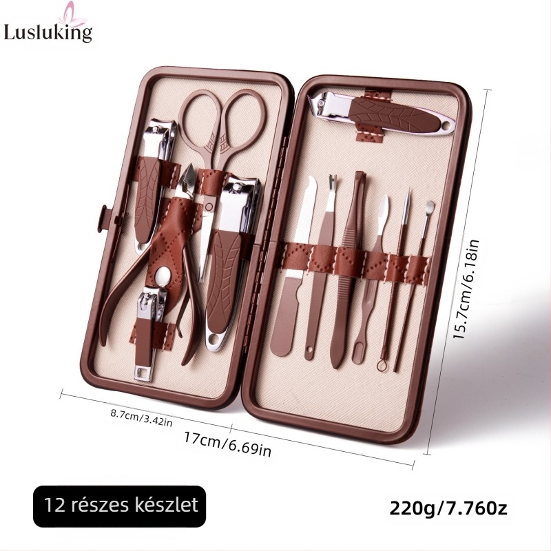 Körömvágó készlet – rozsdamentes acél és szénacél; durva bőr eltávolító reszelő; körömfelület csiszoló eszköz; körömvágó készlet; Lusluking