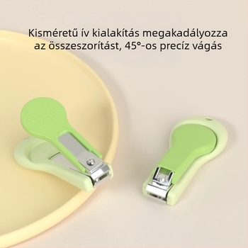 Baba körömvágó készlet anti-nyomásos dizájnnal újszülöttek számára – műanyag + rozsdamentes acél, biztonságos ápolási készlet